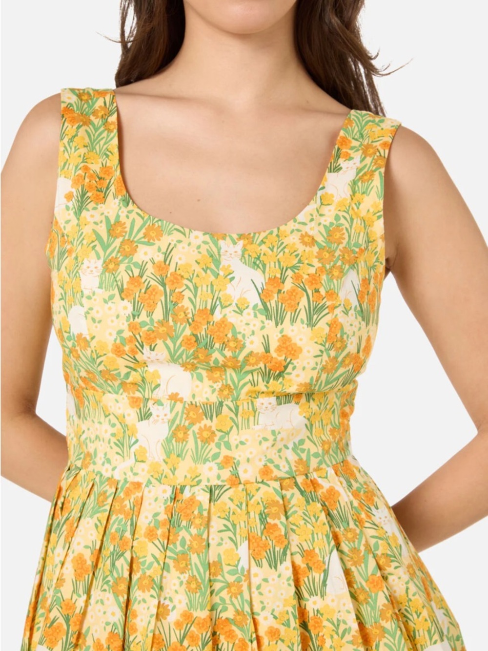 Cat & Flora Sun Dress Yellow Floral Fit-and-Flare Sundress - Picture 4 of 4